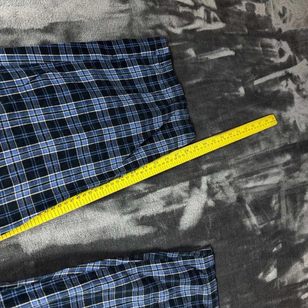 Chaps Pajama Pants Mens M Blue Plaid Cotton Drawstring Lounge Sleepwear